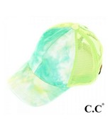 CC Tie Dye High Bun Ponytail Hat Green SUPER CUTE Spring Hat - $26.54 CAD