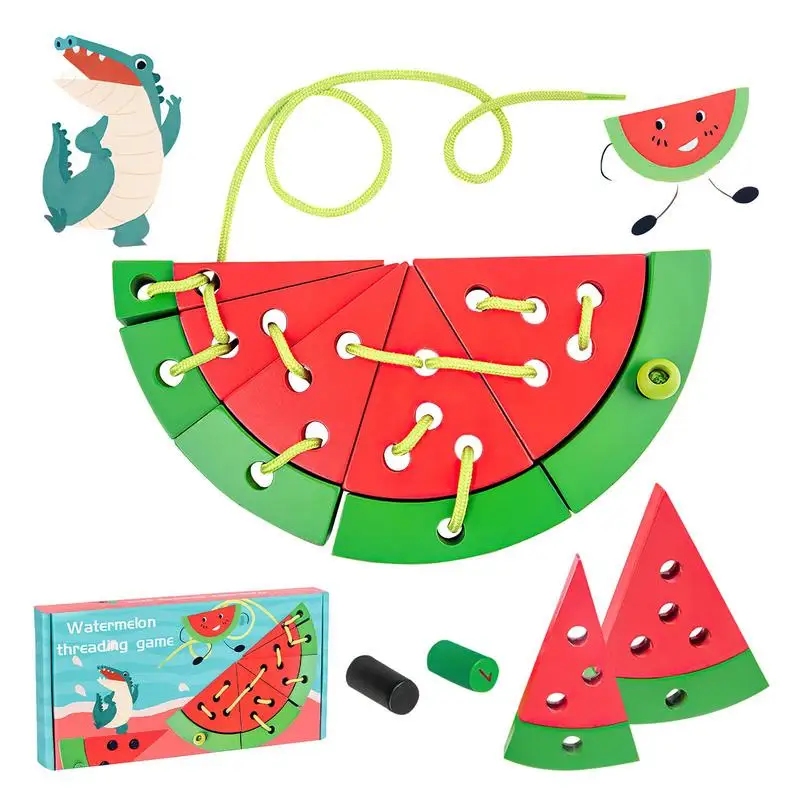 Baby Wooden Toy Watermelon Threading Game Montessori Children Educational Block - £16.73 GBP+