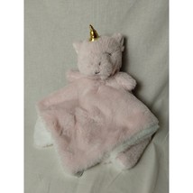 Dream Gro Pink Unicorn Baby Blanket Lovey Gold Horn Gray Eyes Security Blanket - £13.53 GBP