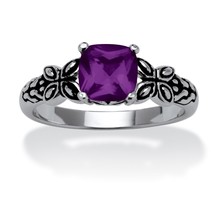Amethyst Stone Antiqued Butterfly Scroll Sterling Silver Ring 5 6 7 8 9 10 - £63.38 GBP
