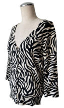 Josephine Chaus Silk Blend Leopard Print Cardigan Sweater - Women&#39;s M - £18.90 GBP