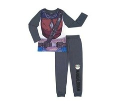 Mandalorian Boys Long Sleeve Pajama Set with Detachable Cape XS 5 Gray New - £23.70 GBP