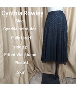 Cynthia Rowley Black Sparkle Polka-dot Pleated Side Zip Skirt Size 6 - £17.31 GBP