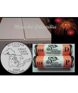 2004 MICHIGAN P &amp; D OFFICIAL US MINT STATEHOOD QUARTER ROLLS UNOPENED BOX - $60.11 CAD