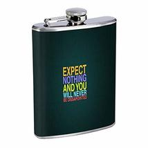 Expect Nothing Hip Flask Stainless Steel 8 Oz Silver Drinking Whiskey Sp... - £7.80 GBP