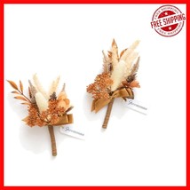 Elegant Rust &amp; Terracotta Silk Boutonnieres - Perfect for Groomsmen &amp; Gu... - $616.34 MXN