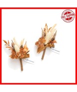 Elegant Rust &amp; Terracotta Silk Boutonnieres - Perfect for Groomsmen &amp; Gu... - $609.43 MXN
