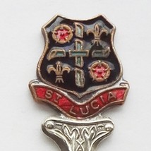 Collector Souvenir Spoon St. Lucia Coat of Arms Cloisonne Emblem - £11.73 GBP