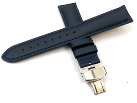 18mm 20mm 22mm 24mm Blue Watch Band Strap With Deployment Silver Buckle - £15.95 GBP