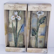 New View Spring Grace Flowers Calla Lily Iris Wall Plaque Decor Set of 2 NIP - £19.95 GBP