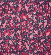 Cat Judice Folk Flight Raspberry Pink Bird Linen Like Cotton Fabric By Yard 54&quot;W - £70.28 GBP