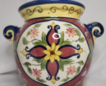 Pier 1 One VALLARTA Hand Painted  Floral Earthenware Large Lidded Cookie... - $49.49