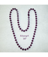 Purple Plastic Bead Vintage Necklace 30" - $20.00