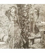 Crowned In Summer Wood Engraving 1889 Victorian Path Of Life Love Epheme... - $552.13 MXN