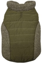 Fashion Pet Sweater Trim Puffy Dog Coat Olive - Large - £22.37 GBP