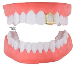 Open Face Grill Single Tooth Cap Custom Fit 14k Gold Plated Grillz w/Mold - £7.70 GBP