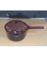 Vision Corning Ware Cranberry 1 L Sauce Pan w/ Pyrex Glass Cookware Lid - $44.55