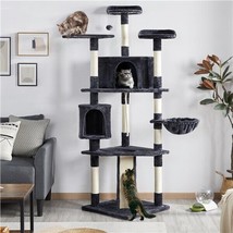 79In Large Cat Activity Tree Tower Cat Condo W/ Basket Scratching Post For Play - £134.56 GBP