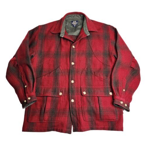 Willis &amp; Geiger Wool Plaid Mackinaw Coat Red Green Overcoat Oversized Si... - $247.45