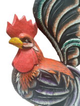 Hand Carved Hand Painted Decorative Wooded Rooster Sculpture Figure Large 24-in - £117.80 GBP