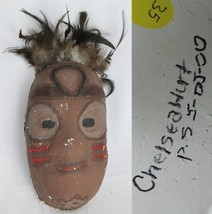 Vintage Native American Mask Estate Sale Feathers &quot;Chelsea Hurt&quot; Paper Mache - £119.89 GBP