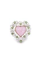 925 Sterling Silver 8 ct Heart Tourmaline 2 ct Round Tourmaline Brooch  - £219.23 GBP