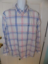 American Eagle Pink &amp; Blue Plaid Long Sleeve Shirt Size L Men&#39;s Euc - £14.36 GBP
