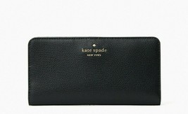 New Kate Spade Darcy Large Slim Bifold Wallet Grain Leather Black - £45.42 GBP