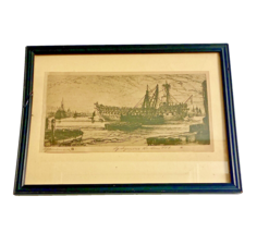 Sir Francis Seymour Haden England Drypoint Etching Breaking Up Of The Agamemnon - £234.58 GBP