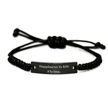 Sarcastic Kite Flying Black Rope Bracelet, Happiness is Kite Flying, for... - $21.73