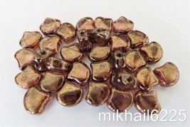 20 7.5 x 7.5 mm Czech Matubo Ginkgo Leaf Beads: Luster -Trans. Gold/Smoked Topaz - £1.20 GBP