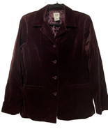 Vtg Gap Womens Y2K Velvet Velour Button Front Blazer Jacket Maroon Lined... - $24.70