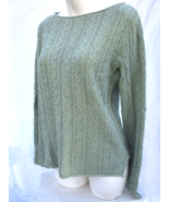 Lauren Ralph Lauren Womens Large Cotton Cable Knit Fisherman Sweater Green - $26.60