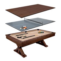 3 in 1 Espresso Game Table - Pool Table w Dining Table Top + Ping Pong T... - €1.890,71 EUR