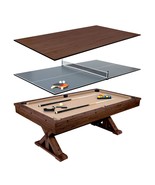 3 in 1 Espresso Game Table - Pool Table w Dining Table Top + Ping Pong T... - €1.895,87 EUR