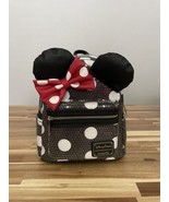 Disney Parks Minnie Mouse Loungefly Sequin Polka Dots Bow Backpack Black... - £90.86 GBP