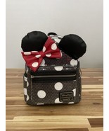 Disney Parks Minnie Mouse Loungefly Sequin Polka Dots Bow Backpack Black... - $115.00