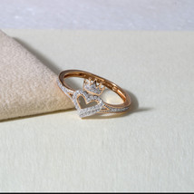 10K Rose Gold 0.12Ct TW Diamond Crowned Heart Fashion Ring - £199.83 GBP