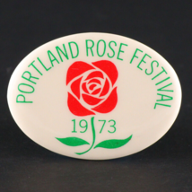 1973 Portland Rose Festival Oregon VTG Pinback Button Red Green 1.625&quot; O... - £13.78 GBP