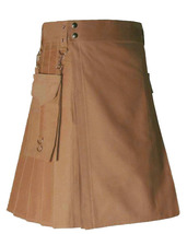 Brown Detachable Pockets Utility Kilt - $654.29 MXN
