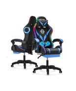 Gaming Chair with Two Bluetooth Speakers LED Lights and 2-Points Lumbar ... - $189.46