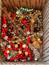 Huge Lot of Plastic Glass Beads Rhinestone Cabs Metal Findings Mixed Broken Jewe - £23.22 GBP