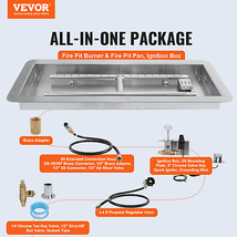 VEVOR 30 x 10 inch Drop-in Fire Pit Pan, Rectangular Stainless Steel Fir... - $2,162.39 MXN