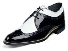 Stacy Adams Men's Shoes Dayton Black White Wingtip Oxford Leather 00605-21 Shiny image 4