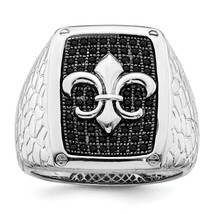 Brilliant Embers Silver  62 Stone Black Micro Pav CZ Fleur De Lis Men&#39;s ... - $2,767.59 MXN