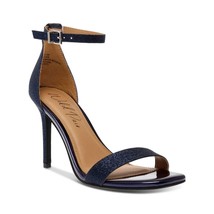 Wild Pair Women Navy Glitter Padded Ankle Strap Heeled Sandals - £29.43 GBP