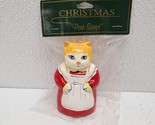 Vintage Post Script Orange Cat In Red Dress Mom Grandma Christmas Ornament - £15.38 GBP