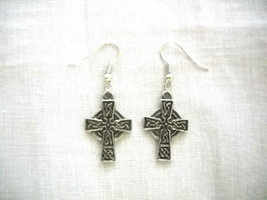 Infinity Celtic Cross USA Cast Pewter Charms Dangling Metal Pair Of Earrings - £7.82 GBP