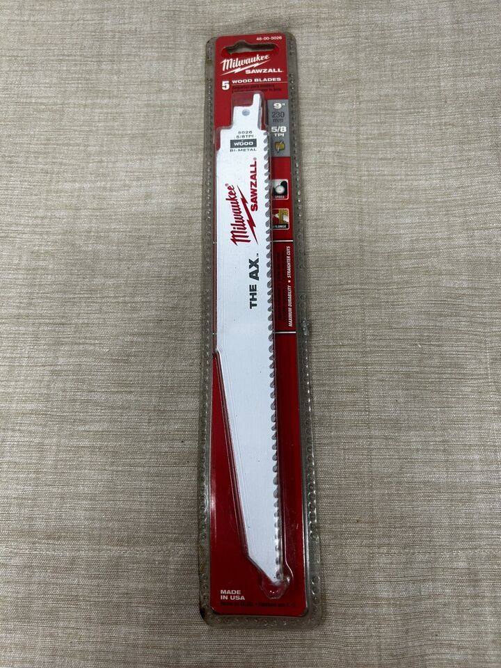 Milwaukee 48-00-5026 9&quot; 5 TPI The Ax Sawzall Blade (5 Pack) - $21.99