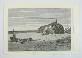 Antique 1878 Print A Fisherman’s Home By The Sea, F.S. Church, Harper’s Weekly - £39.95 GBP